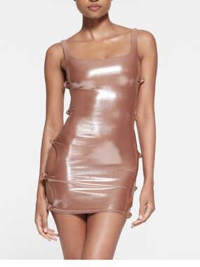 SKIMS Liquid Shine Swim Knotted Mini Dress Large